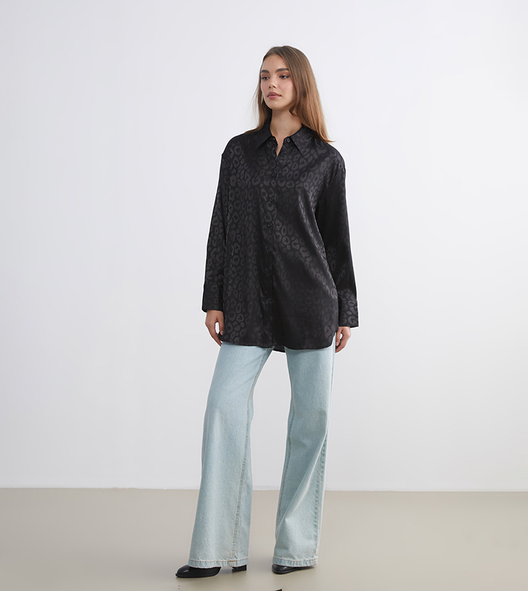 Leopard Print Long Sleeves Shirt Tunic