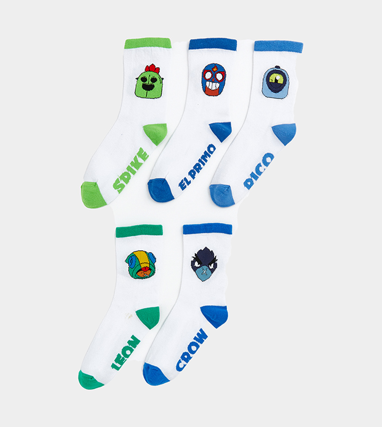 Pack of 5 Brawl Stars Patterned Crew Socks