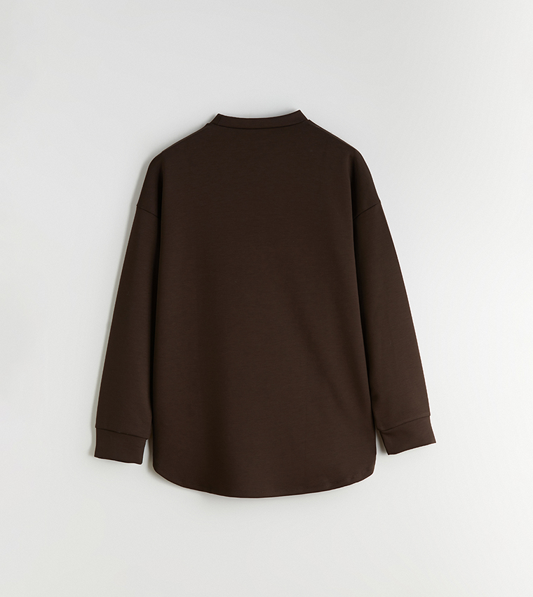 Solid High Neck Long Sleeves Jersey Tunic