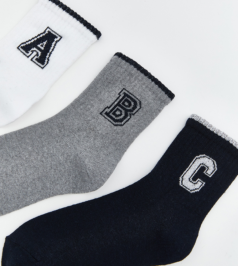 Pack of 3 Patterned Crew Socks