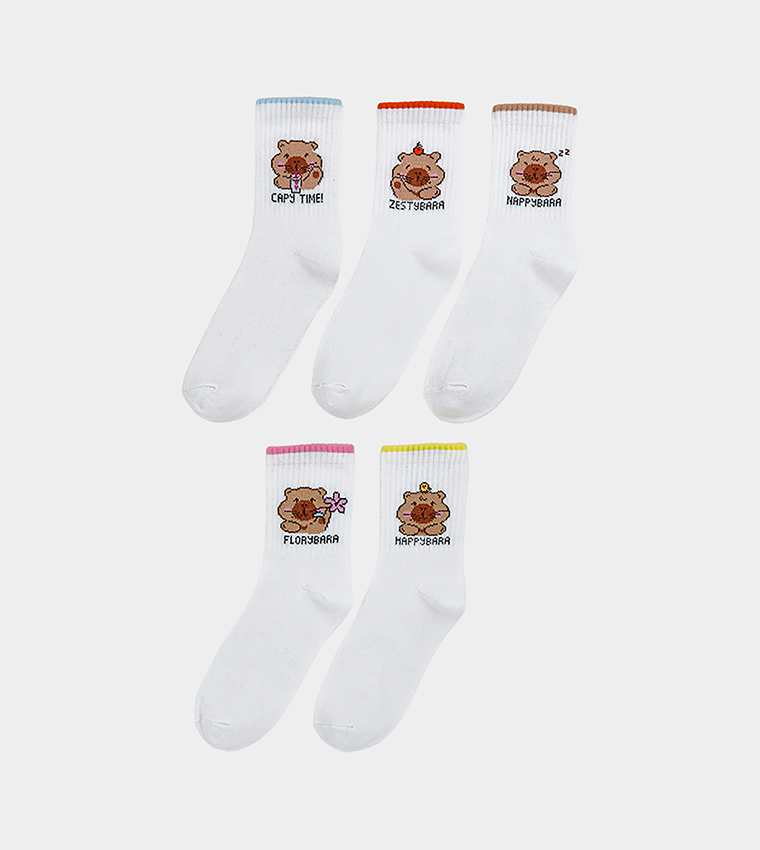 Pack of 5 Patterned Crew Socks