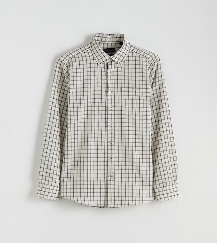 قميص رجالي كاجوال كاروهات كم طويل