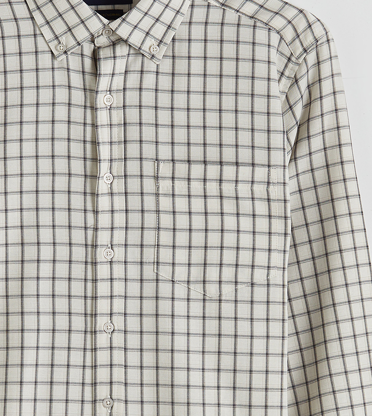 قميص رجالي كاجوال كاروهات كم طويل