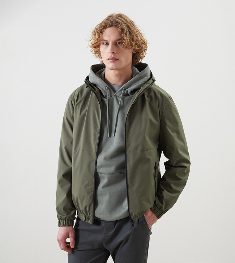 Solid Regular Fit Hooded Raincoat