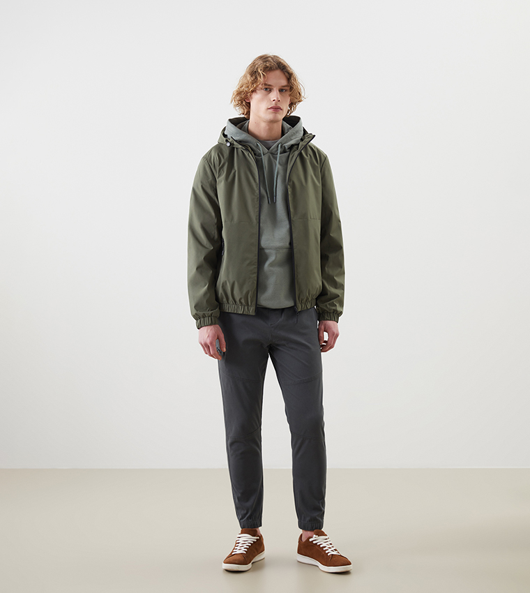 Solid Regular Fit Hooded Raincoat