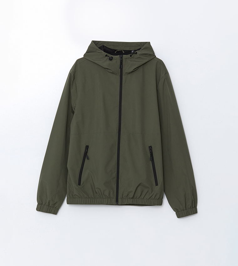 Solid Regular Fit Hooded Raincoat