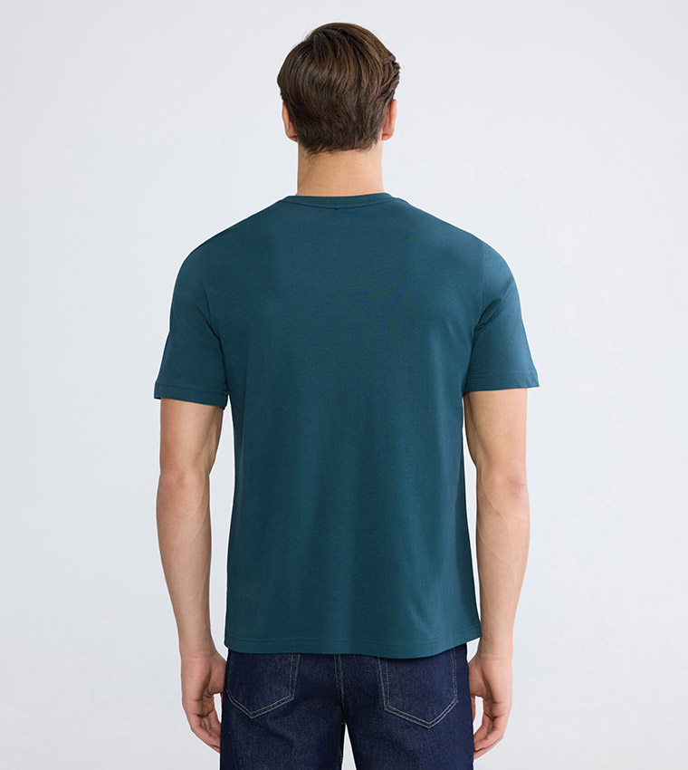 تيشيرت رجالي كاجوال سادة كم قصير 