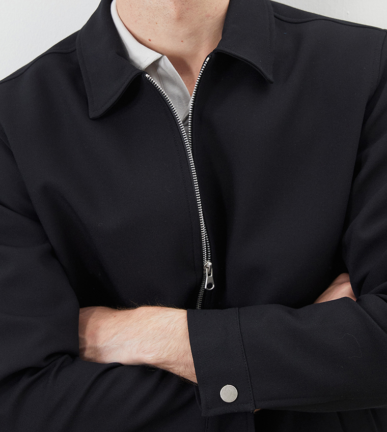 Solid Long Sleeves Trench Jacket