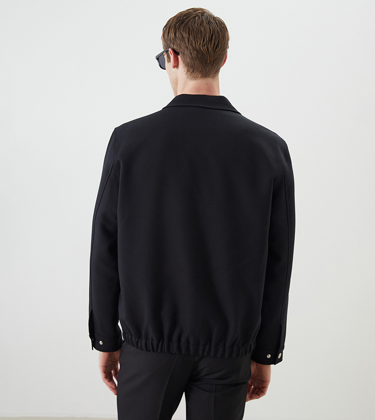 Solid Long Sleeves Trench Jacket