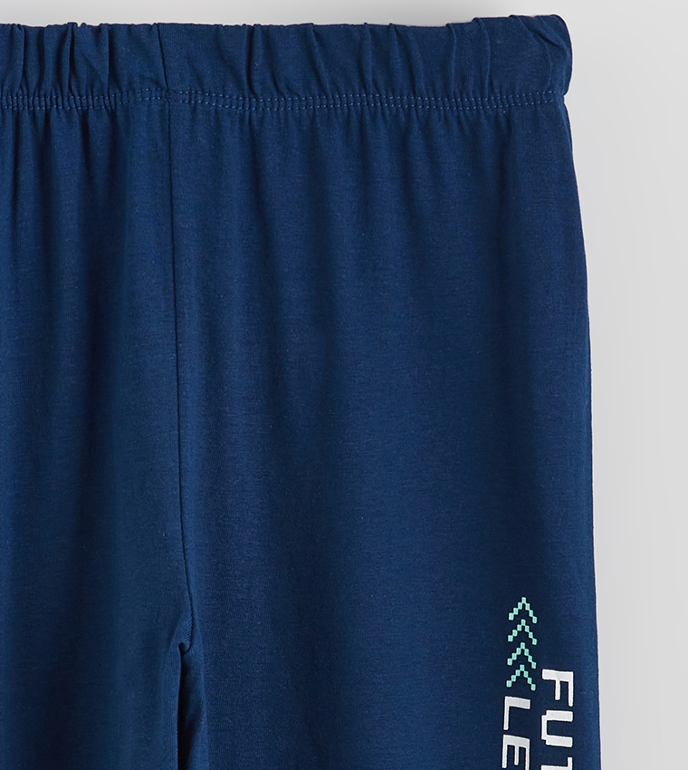 بنطلون بيجاما وطبعة وخصر مرن 