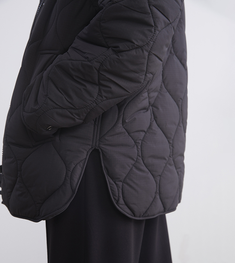 Quilted Long Sleeves Hooded Jacket