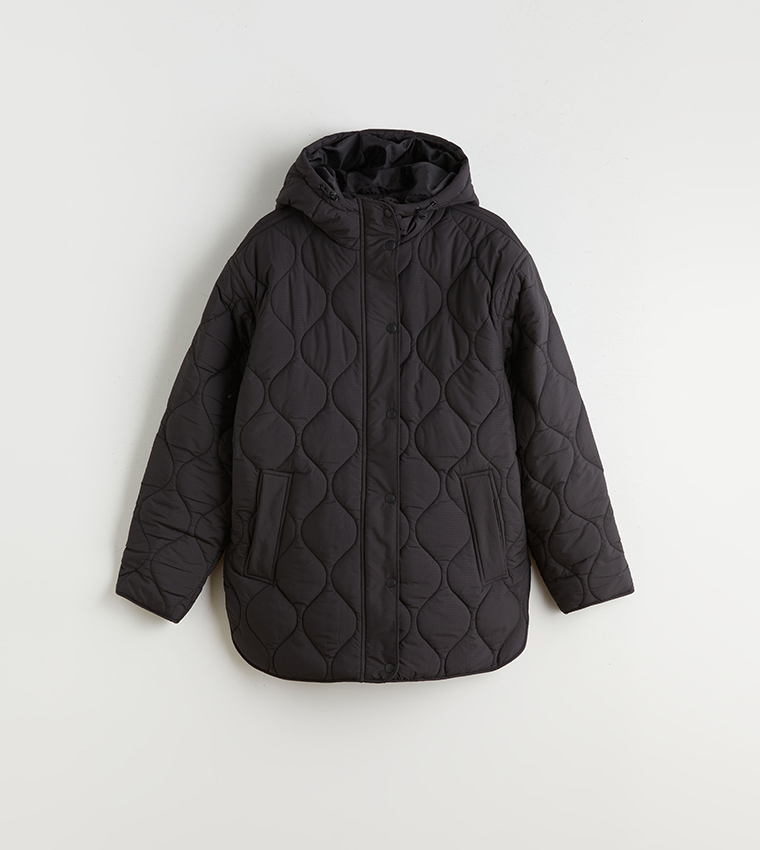 Quilted Long Sleeves Hooded Jacket