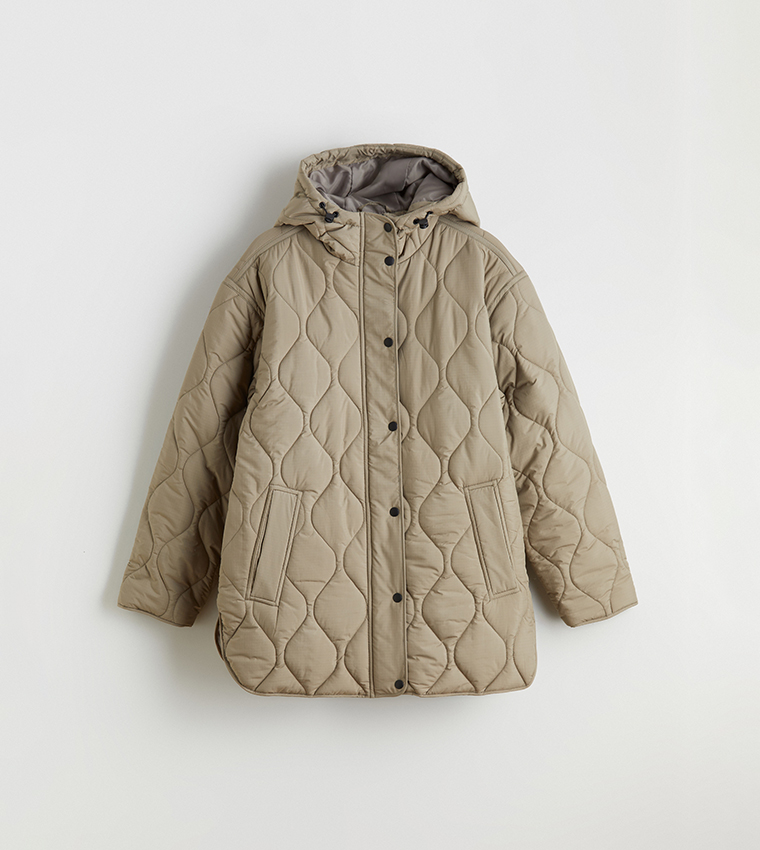 Quilted Long Sleeves Hooded Jacket