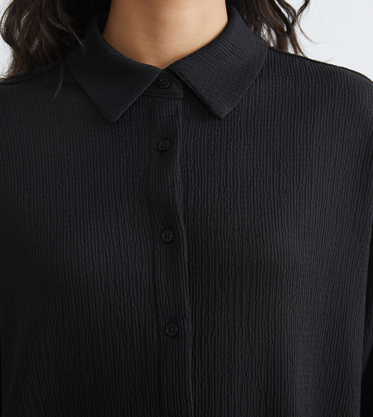 Textured 3/4 Sleeves Shirt Tunic