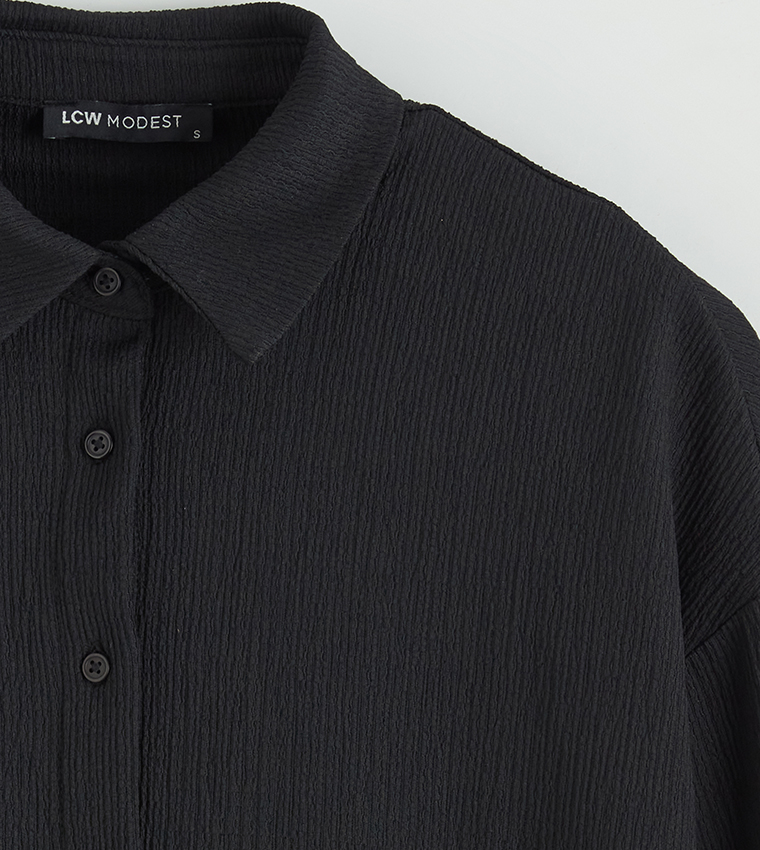 Textured 3/4 Sleeves Shirt Tunic