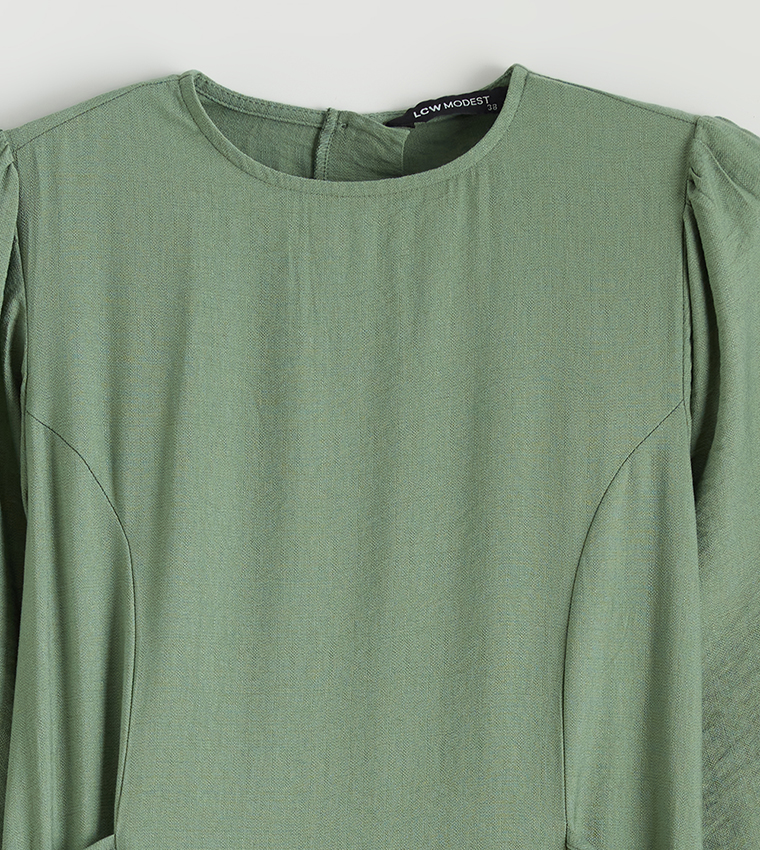 Textured Ruched Flared Dress