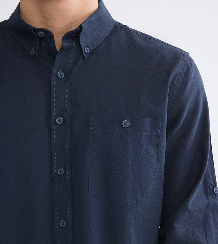 Long Sleeves Regular Fit Linen Blend Shirt