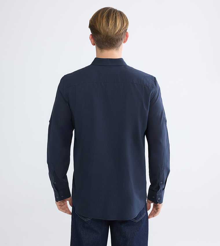 Long Sleeves Regular Fit Linen Blend Shirt