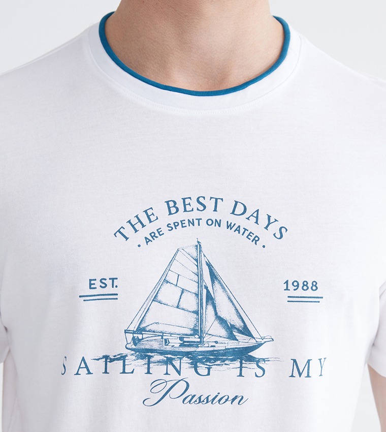 تيشيرت كاجوال كم قصير وطبعة