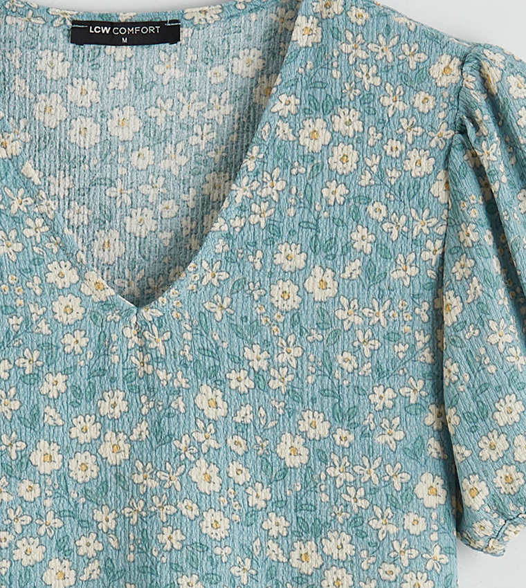 Floral Print Short Sleeves Midi Dress