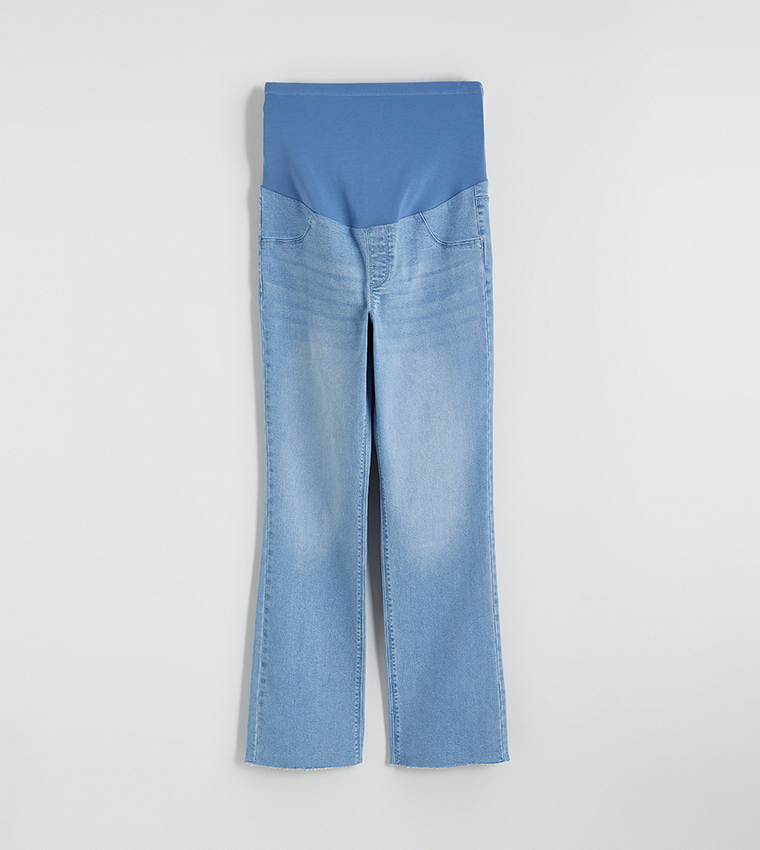 جينز حوامل بقصة مستقيمة مع دعم للبطن