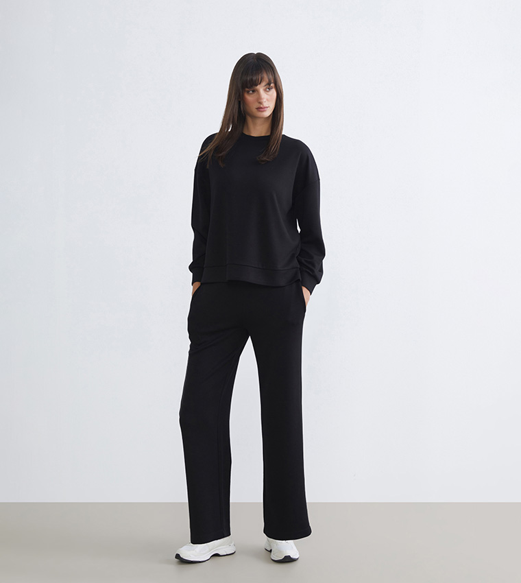 Elastic Waist Straight Fit Pants