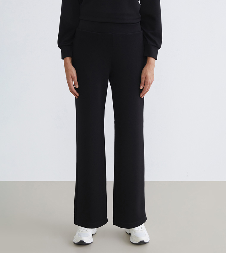 Elastic Waist Straight Fit Pants