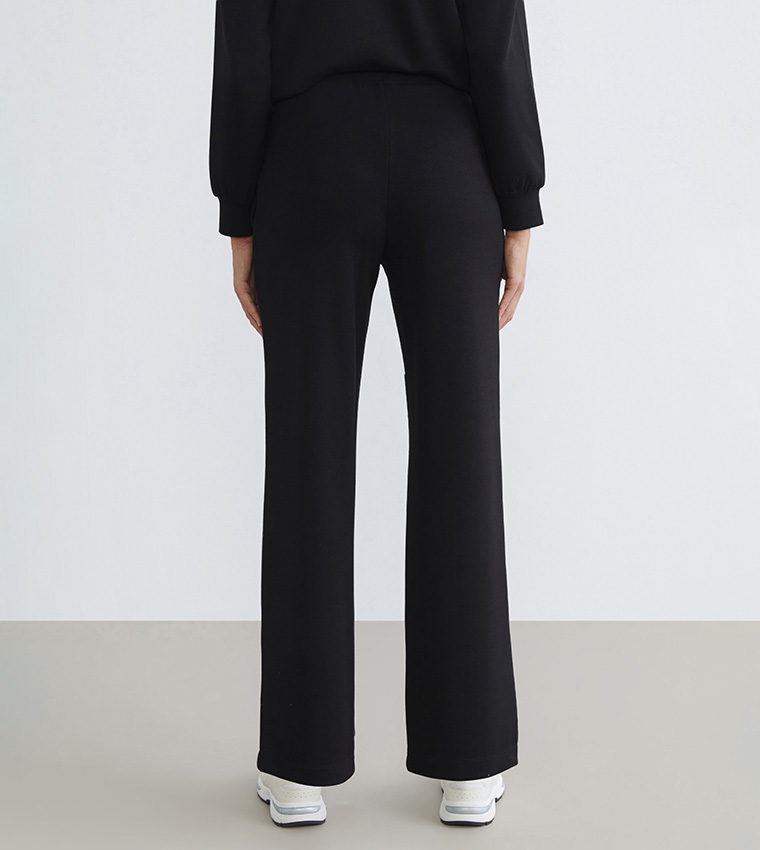 Elastic Waist Straight Fit Pants