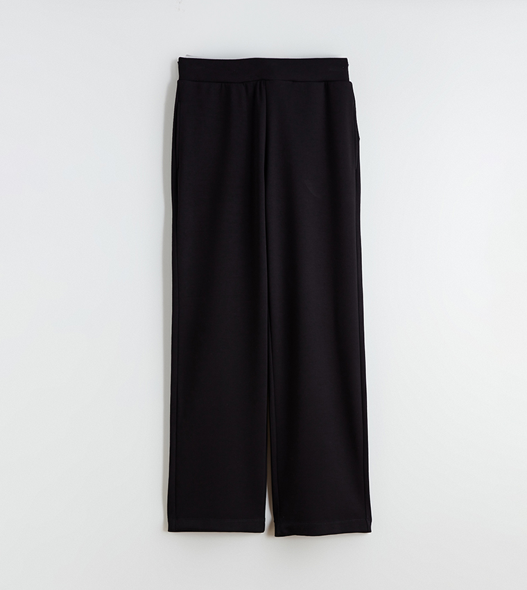 Elastic Waist Straight Fit Pants