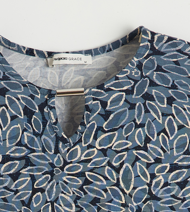 Patterned Crew Neck Top