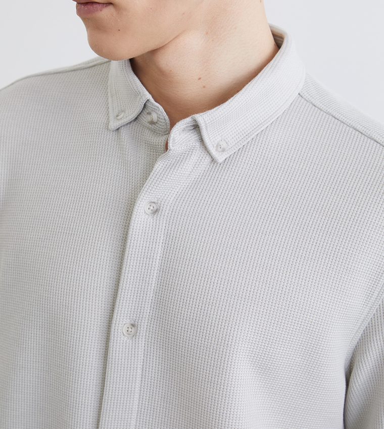 Textured Long Sleeves Slim Fit Shirt