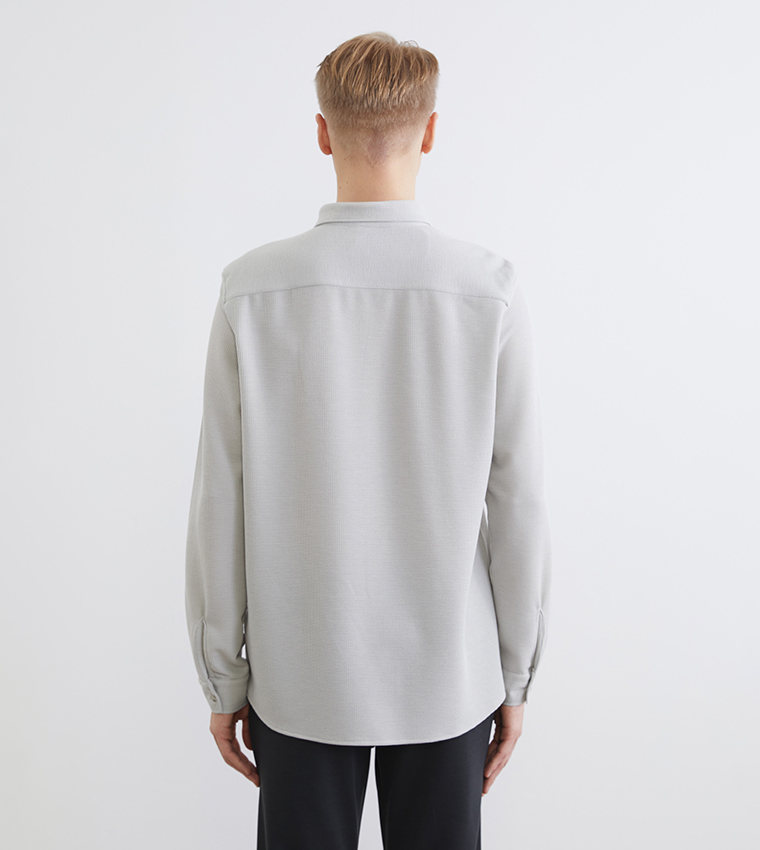 Textured Long Sleeves Slim Fit Shirt