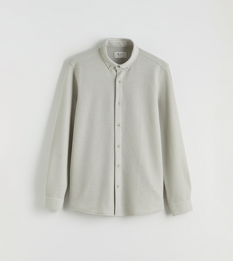 Textured Long Sleeves Slim Fit Shirt