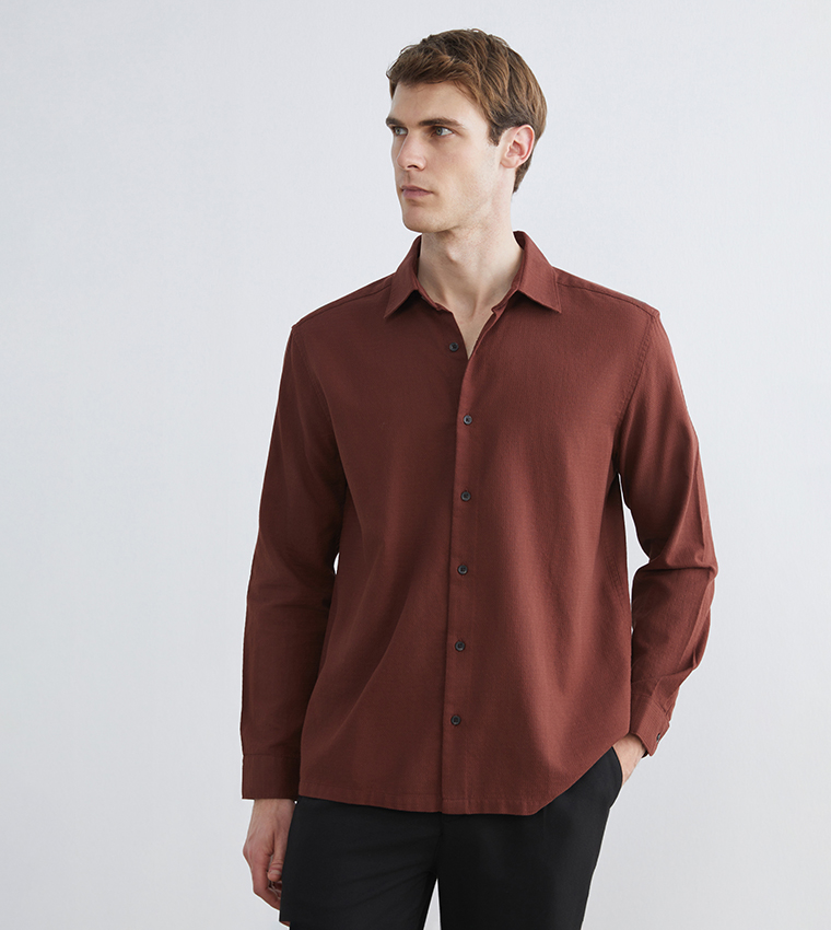 Textured Long Sleeves Dobby Shirt