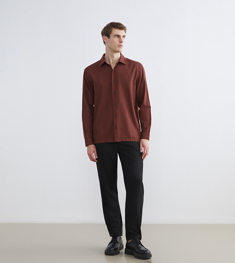 Textured Long Sleeves Dobby Shirt