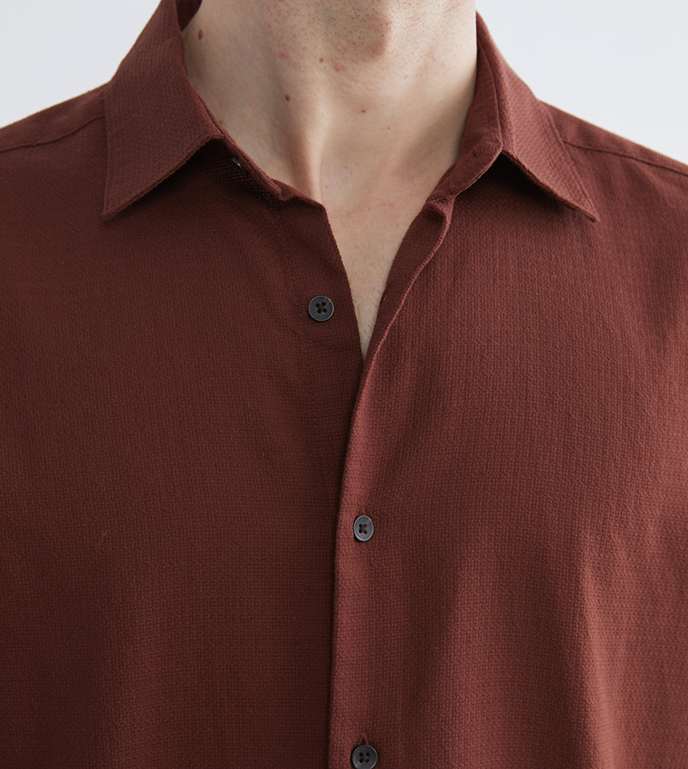 Textured Long Sleeves Dobby Shirt