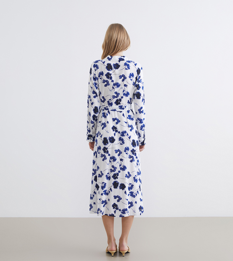 Floral Printed Woven Shirt Dress