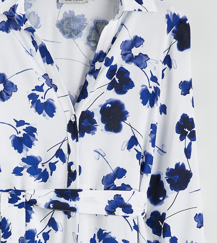 Floral Printed Woven Shirt Dress