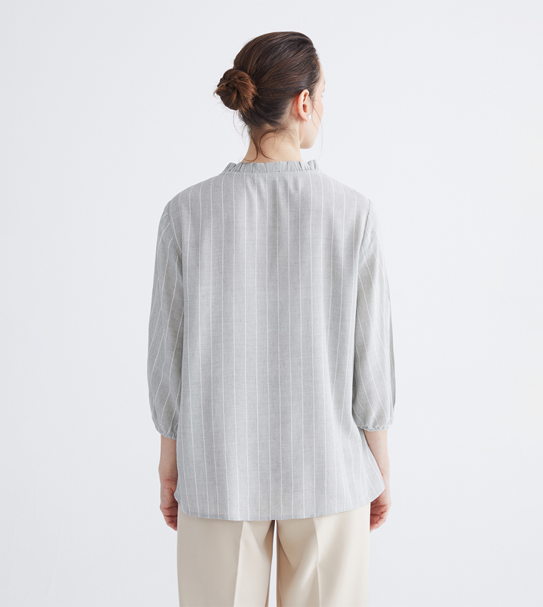 Striped Embroidered Linen Shirt