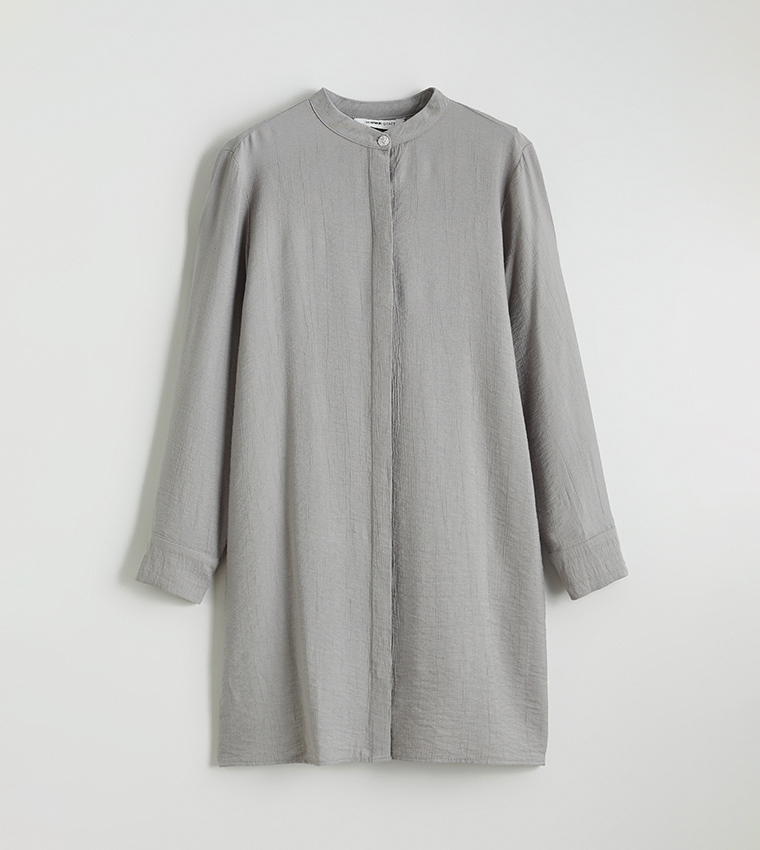 Textured Mandarin Collar Tunic