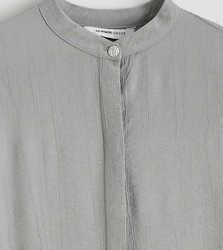 Textured Mandarin Collar Tunic