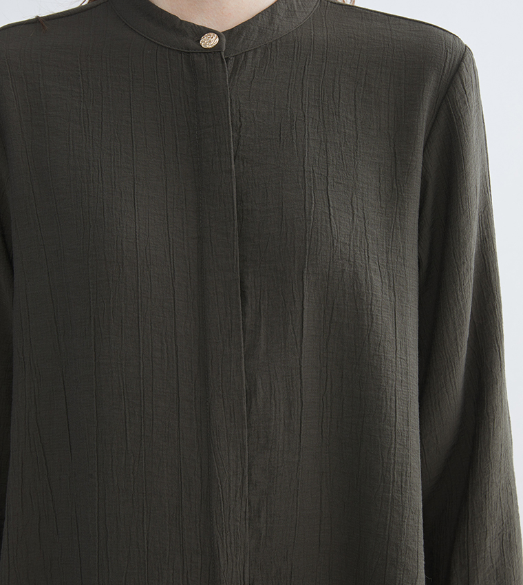 Textured Mandarin Collar Tunic