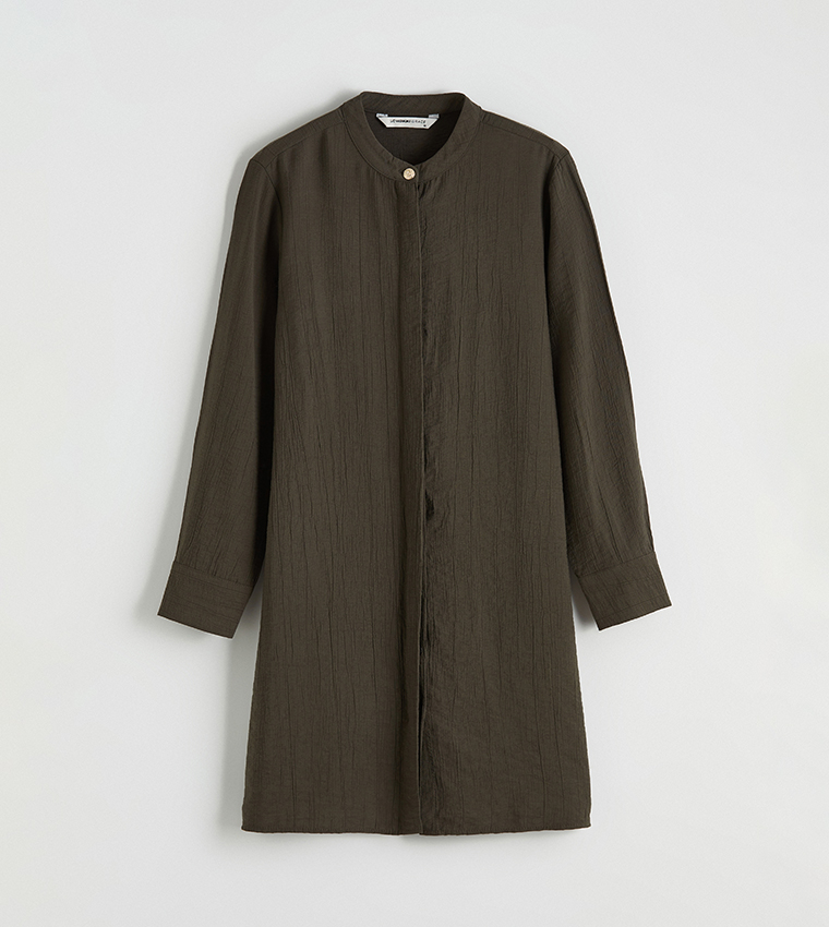 Textured Mandarin Collar Tunic