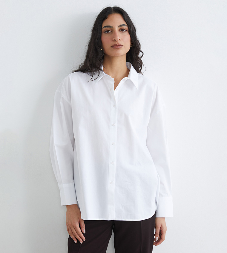 قميص سادة كم طويل 