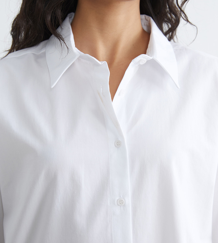 قميص سادة كم طويل 