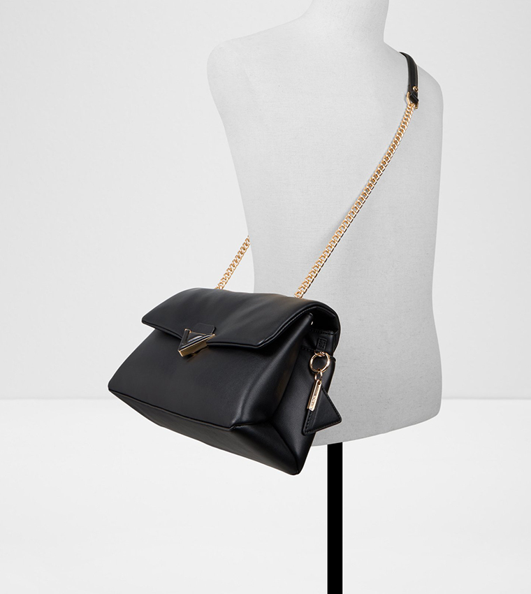 Solid Chain Strap Crossbody Bag