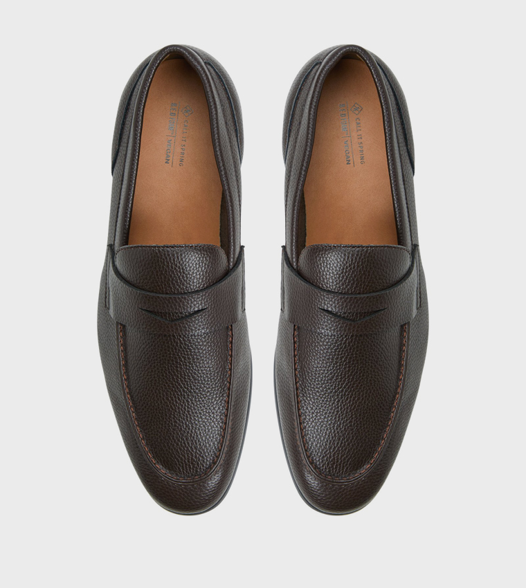 LAVENZA Textured Slip-On Formal Shoes