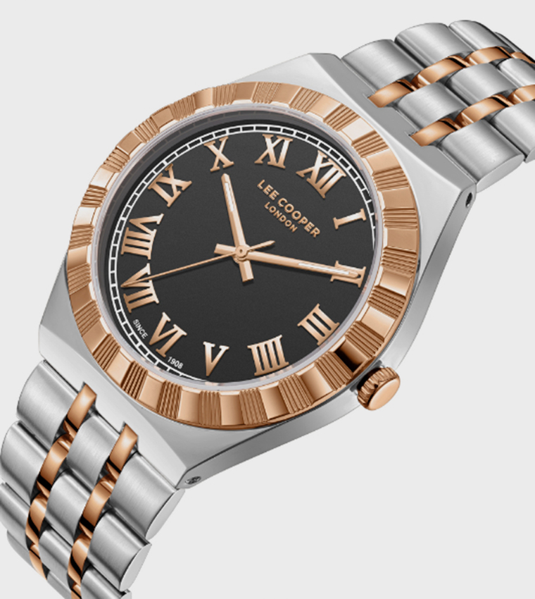 Black Dial Metal Strap Analog Watch