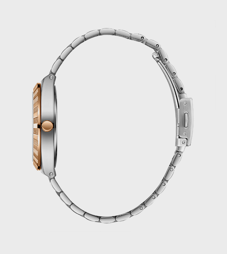 Black Dial Metal Strap Analog Watch