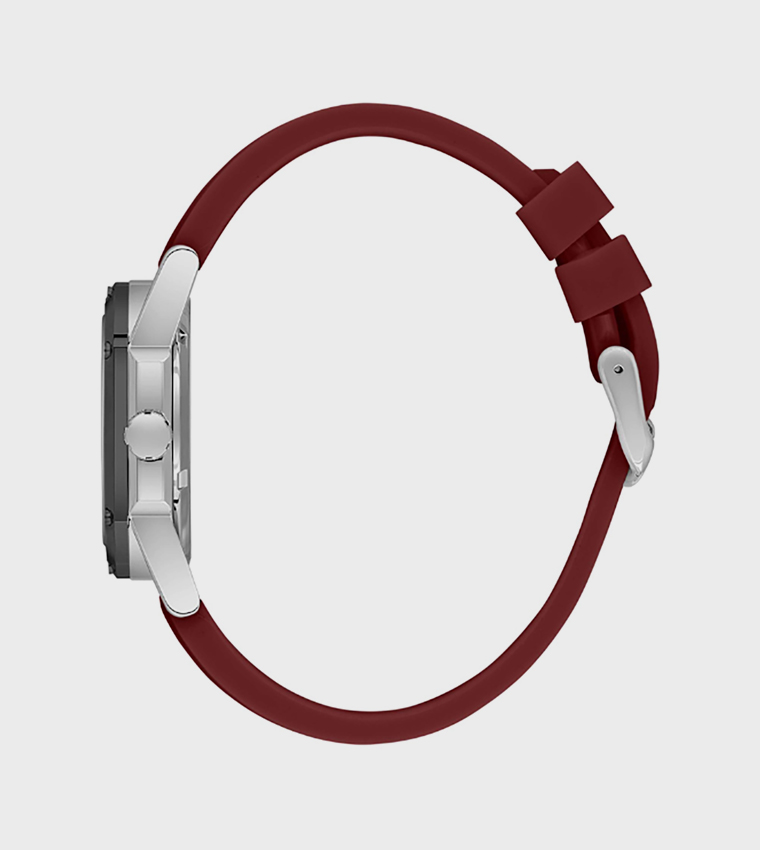 Black Dial Silicone Strap Multifunction Watch